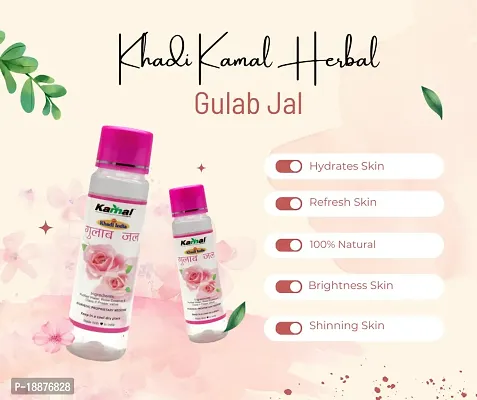 Khadi Kamal Herbal 100% Pure Natural  Organic Gulab Jal For Men And Women for Makeup Remover And All Skin Type 120ml by LAZYwindow  Pack Of 1-thumb2