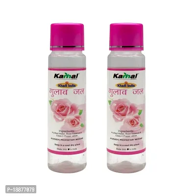 Khadi Kamal Herbal 100% Pure Natural  Organic Gulab Jal For Men And Women for Makeup Remover And All Skin Type 120ml by LAZYwindow  Pack Of 2