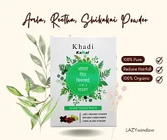 Khadi Kamal Herbal Amla, Reetha, Shikakai Powder (3 in 1 Powder) + Neem Patti Powder for Man and Women, 100% Natural  Organic By LAZYwindow-thumb1