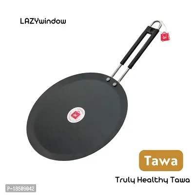 Induction base flat Iron Tawa with insulated handle (24cm)