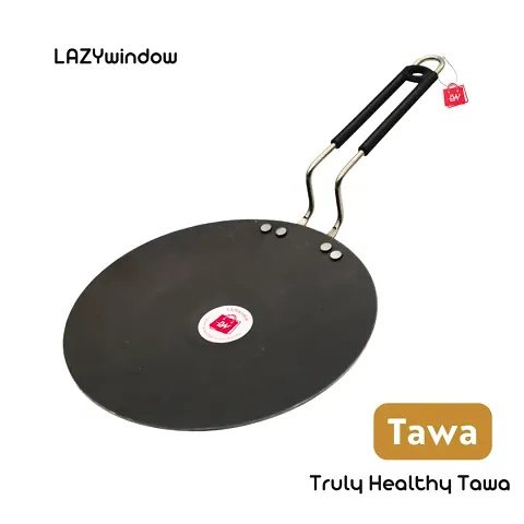 LAZYwindow Heavy Iron Tawa with Insulated Handle for roti/chapati/paratha 25 cm Dia