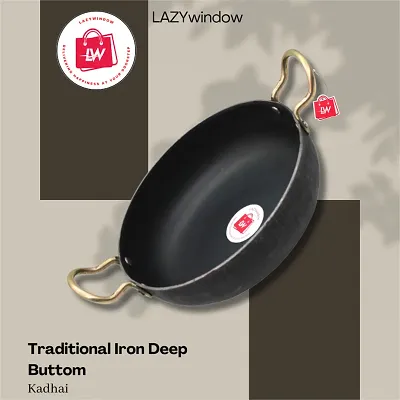 Buy Traditional Iron Kadhai Deep Bottom Kadai / Fry Pan / Frying Kadhai ...