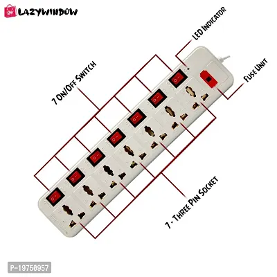 LAZYwindow Premium High Quality Extension Board 7+7 with 230cm Wire Length 3 Pin-thumb3