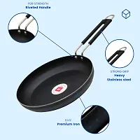 LAZYwindow Tadka Pan 100 % Pure Iron with Grip type Handle ( Induction and LPG Gas Both Suitable ) Dia 20 cm, Length 40 cm-thumb2