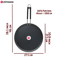 LAZYwindow Induction base flat Iron Tawa with insulated handle (25cm)-thumb1