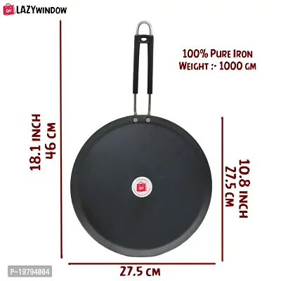 LAZYwindow Induction base flat Iron Tawa with insulated handle (25cm)-thumb2