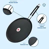 LAZYwindow Induction base flat Iron Tawa with insulated handle (25cm)-thumb2