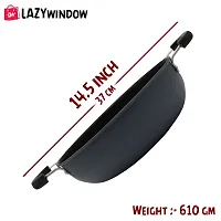 LAZYwindow Premium Quality Nonstick Souce Pan/Tawa And Kadhai Combo (Black And Base Grey)-thumb1