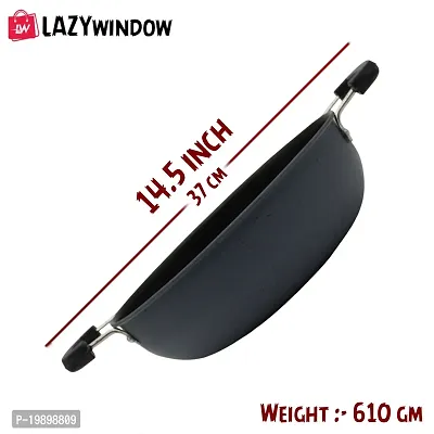 LAZYwindow Premium Quality Nonstick Souce Pan/Tawa And Kadhai Combo (Black And Base Grey)-thumb2