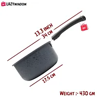 LAZYwindow Premium Quality Nonstick Souce Pan/Tawa And Kadhai Combo (Black And Base Grey)-thumb2