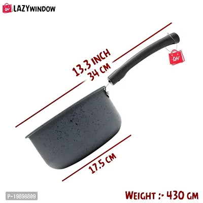 LAZYwindow Premium Quality Nonstick Souce Pan/Tawa And Kadhai Combo (Black And Base Grey)-thumb3