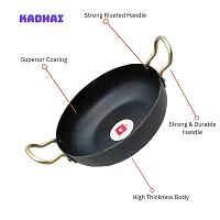 LAZYwindow Traditional Iron Kadhai Deep Bottom Kadai / Frying Kadhai with Handle 8 INCH + Surprise Gift-thumb1