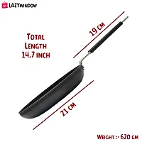 LAZYwindow Fry Pan 100 % Pure Iron with Grip type Handle ( Induction and LPG Gas Both Suitable ) Dia 20 cm + Superise Gift-thumb1