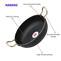 LAZYwindow Traditional Iron Kadhai Deep Bottom Kadai / Frying Kadhai with Handle 8 inch + Surprise Gift-thumb3