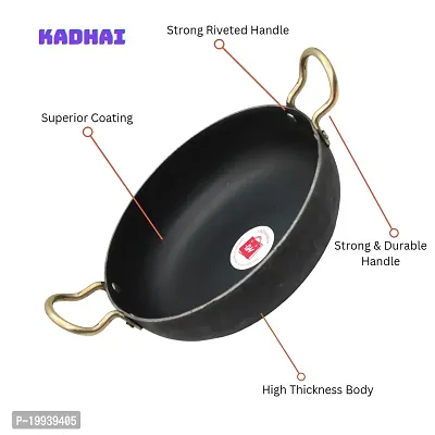 LAZYwindow Traditional Iron Kadhai Deep Bottom Kadai / Frying Kadhai with Handle 8 inch + Surprise Gift-thumb4