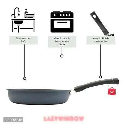 LAZYwindow Premium Quality Nonstick Fry Pan, 22 cm, 1L (Base Gray)-thumb2