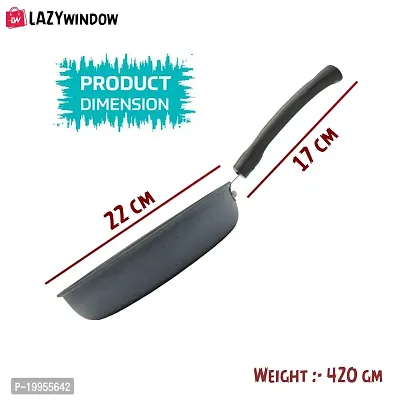 LAZYwindow Premium Quality Nonstick Fry Pan, 22 cm, 1L (Base Gray)-thumb3