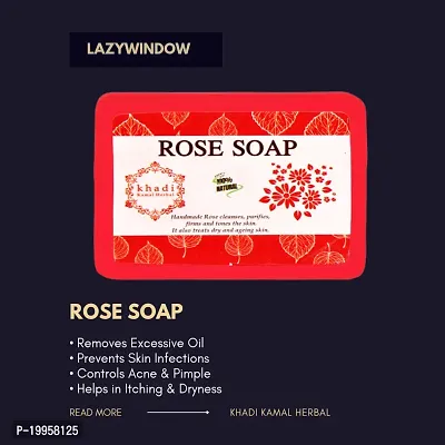 Khadi Kamal Herbal Mogra Bathing Soap + Rose Bathing Soap + Aloevera Bathing Soap For Men And Women, 100% Pure Natural by LAZYwindow-thumb3