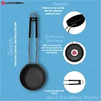 Traditional Iron Deep Bottom Kadhai And Tadka Pan with Steel Handle Combo Pack (Base Black)-thumb2