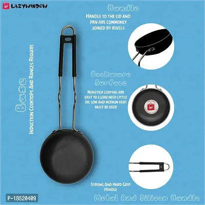 Traditional Iron Deep Bottom Kadhai And Tadka Pan with Steel Handle Combo Pack (Base Black)-thumb3