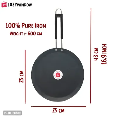 Traditional Iron Fry Pan And Tawa with Grip type Handle (Induction base) Combo Pack (Base Black)-thumb3