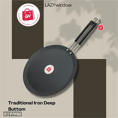 Traditional Iron Tawa (Induction base) And Tadka Pan with Grip type Handle Combo Pack (Base Black)-thumb3
