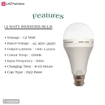LAZYwindow 12 watt Rechargeable Emergency Inverter LED Bulb Pack of 10-thumb2