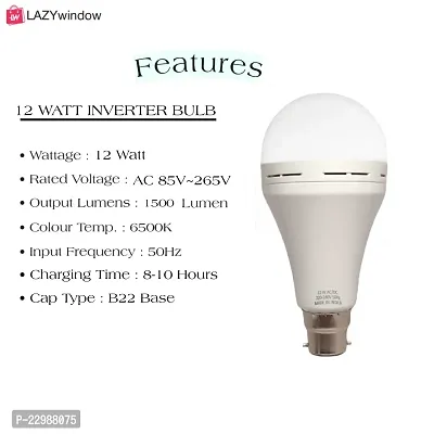 LAZYwindow 12 watt Rechargeable Emergency Inverter LED Bulb +Surprise Gift-thumb4