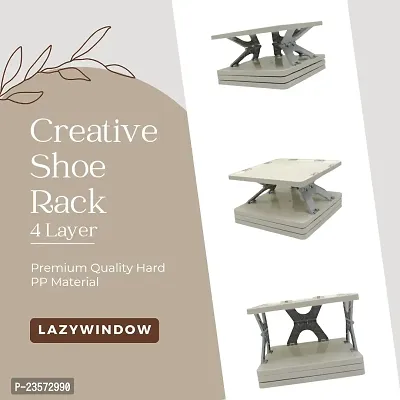 LAZYwindow Premium Creative 4 layer Plastic Shoe Rack Stand Storage Organizer Cabinet-thumb2