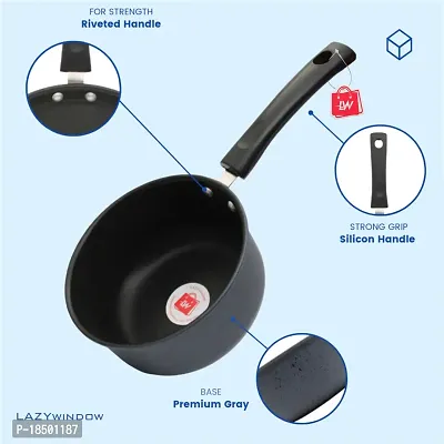 Premium Quality Nonstick Souce Pan, 16 cm, 1.5L Black-thumb2