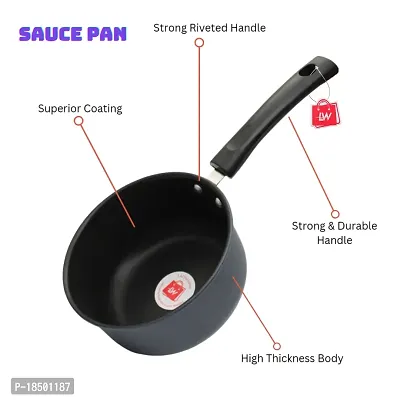 Premium Quality Nonstick Souce Pan, 16 cm, 1.5L Black-thumb5