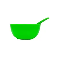 Green Plastic Round Shape Soup Bowls Pack of 12 with 12 spoons-thumb3