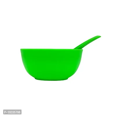 Green Plastic Round Shape Soup Bowls Pack of 12 with 12 spoons-thumb4