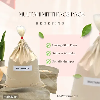 LAZYwindow 100% Pure Natural  Organic Multani Mitti Face Pack For Men And Women 1000gm (Poly)-thumb2