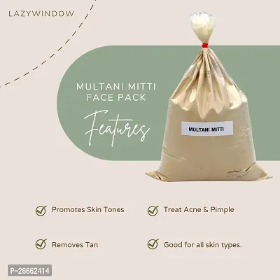 LAZYwindow 100% Pure Natural  Organic Multani Mitti Face Pack For Men And Women 1000gm (Poly)-thumb5