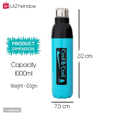 Stylish Plastic Insulated Water Bottle 1000 ml Pack of 5-thumb3