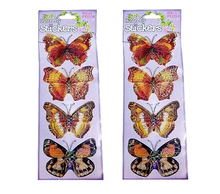 8 Pcs Colorful Butterfly Wall Decals Removable DIY 3D Art Crafts Butterflies Flower Wall Stickers for Home Offices Classroom School Room Girls Bedroom Wall Decorations