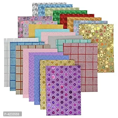 Designer Sheets / Sparkling Stickers Of Assorted Colors And Designs A4 Size (80GSM Thickness) (pack of 2)-thumb0