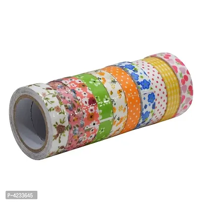 Crafts Printed Fabric Tape : 15mm x 2.5 mtr (Approx) : Pack of 10pcs