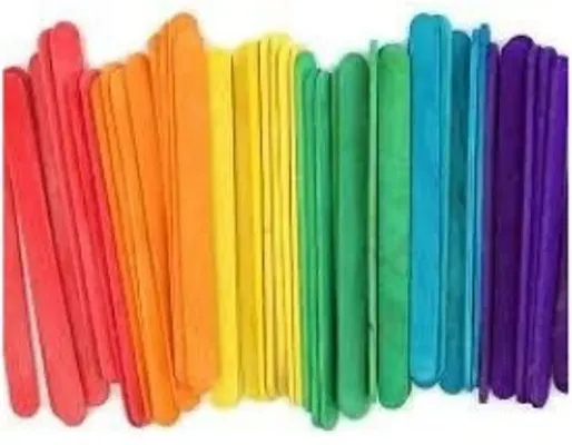 Colored Popsicle Sticks, Natural Wooden Ice Cream Multicolor Sticks(Pack of  100)