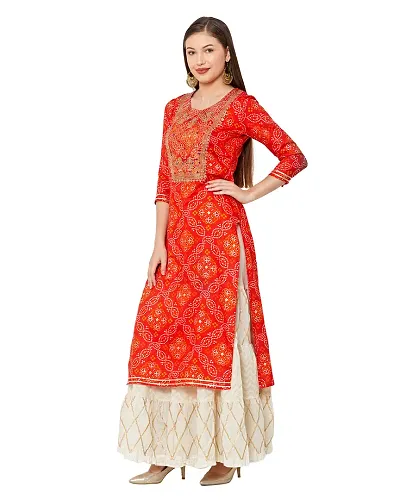 BoutiQO Rayon Jari Work Kurti with White Sharara Plazo for Women  Girls Dress (L)