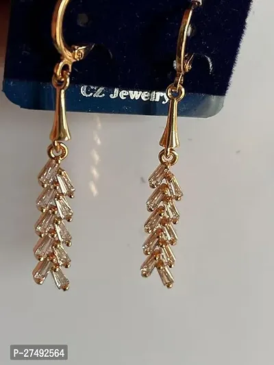 Beautiful Golden Metal Drop Earrings For Women-thumb0