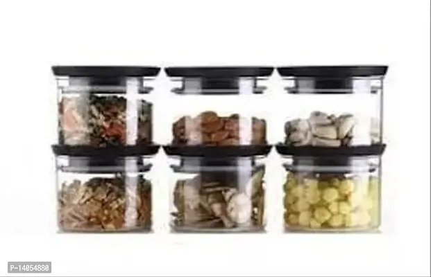 Every Kitchen Choice Round Shape Airtight Kitchen Containers / Kitchen Storage Containers / Airtight Container / Plastic Container / Kitchen Containers 500 ML BLACK SET OF 6