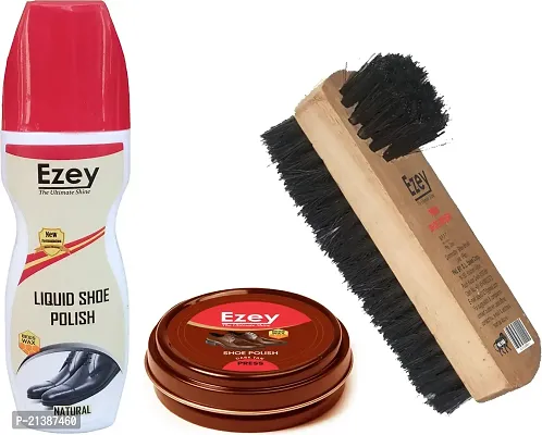 Best Quality Ezey Wax Shoe Polish (Brown)-Liquid Shoe Polish (Natural)-Twin Shoe Brush Shoe Care Kit (120 Ml, Brown, Natural)