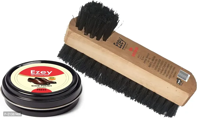 Best Quality Ezey Wax Shoe Polish (Natural)-Twin Shoe Brush Shoe Care Kit (40 Ml, Natural)