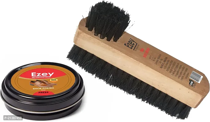 Best Quality Ezey Wax Shoe Polish (Tan)-Twin Shoe Brush Shoe Care Kit (40 Ml, Tan)