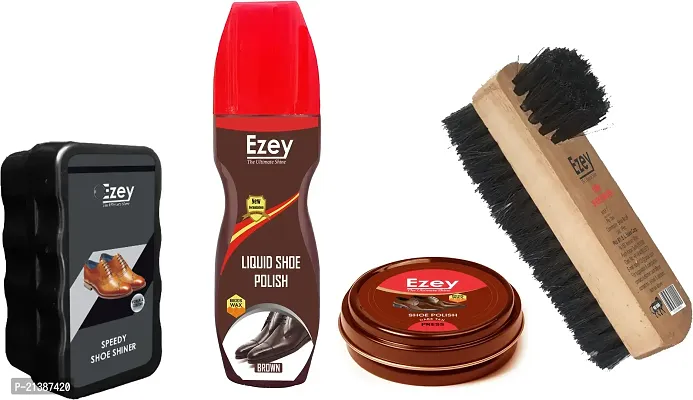 Best Quality Ezey Wax Shoe Polish (Brown)-Liquid Shoe Polish (Brown)- Shoe Shiner-Twin Shoe Brush Shoe Care Kit (120 Ml, Neutral, Brown)