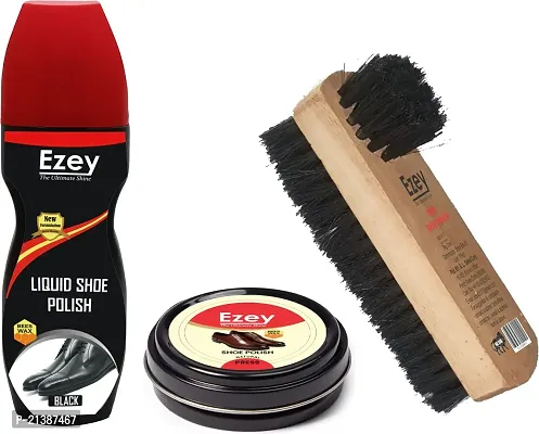 Best Quality Ezey Wax Shoe Polish (Natural)-Liquid Shoe Polish (Black)-Twin Shoe Brush Shoe Care Kit (120 Ml, Black, Natural)
