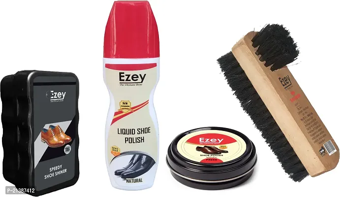 Best Quality Ezey Wax Shoe Polish (Natural)-Liquid Shoe Polish (Natural)- Shiner -Twin Shoe Brush Shoe Care Kit (120 Ml, Natural, Black)