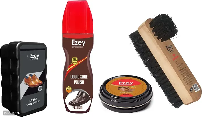 Best Quality Ezey Wax Shoe Polish (Tan)-Liquid Shoe Polish (Brown)- Shoe Shiner-Twin Shoe Brush Shoe Care Kit (120 Ml, Brown, Natural, Tan)